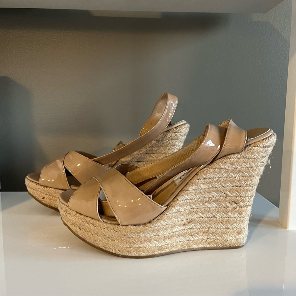 Jimmy Choo Phoenix Nude Espadrille Wedge